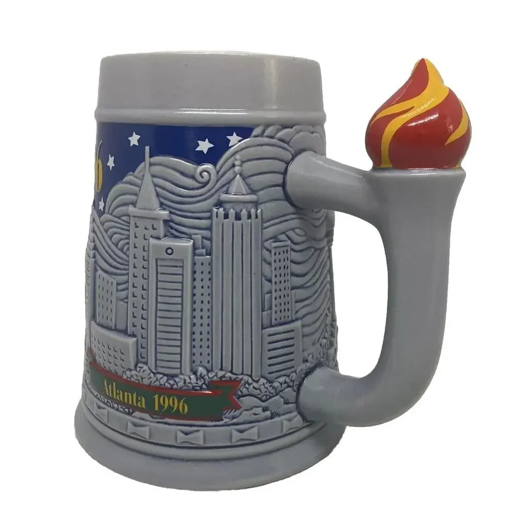 Budweiser Ceramic Beer Stein Collector Athens 1896 Atlanta 1996 Olympics Vintage